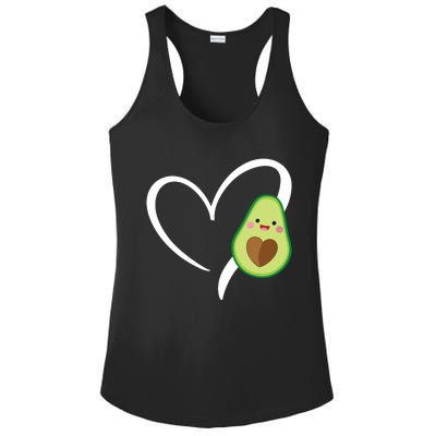 Women Heart Love Avocados Vneck Ladies PosiCharge Competitor Racerback Tank