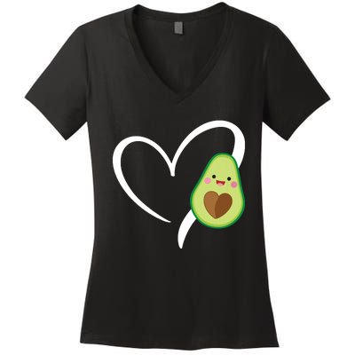 Women Heart Love Avocados Vneck Women's V-Neck T-Shirt