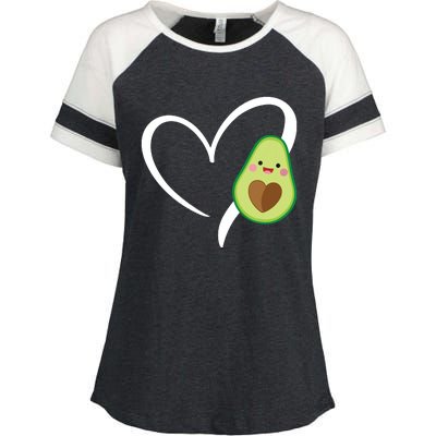 Women Heart Love Avocados Vneck Enza Ladies Jersey Colorblock Tee