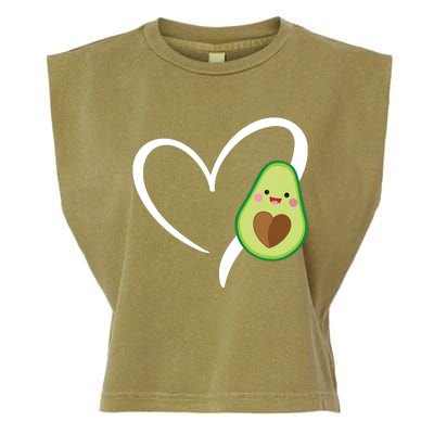 Women Heart Love Avocados Vneck Garment-Dyed Women's Muscle Tee