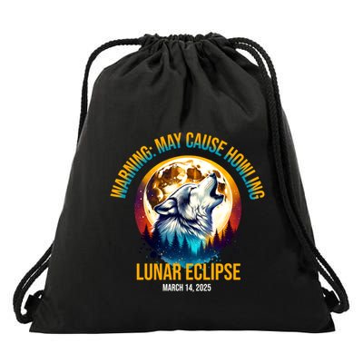 Wolf Howling Lunar Eclipse March 14 2025 Total Lunar Eclipse Gift Drawstring Bag