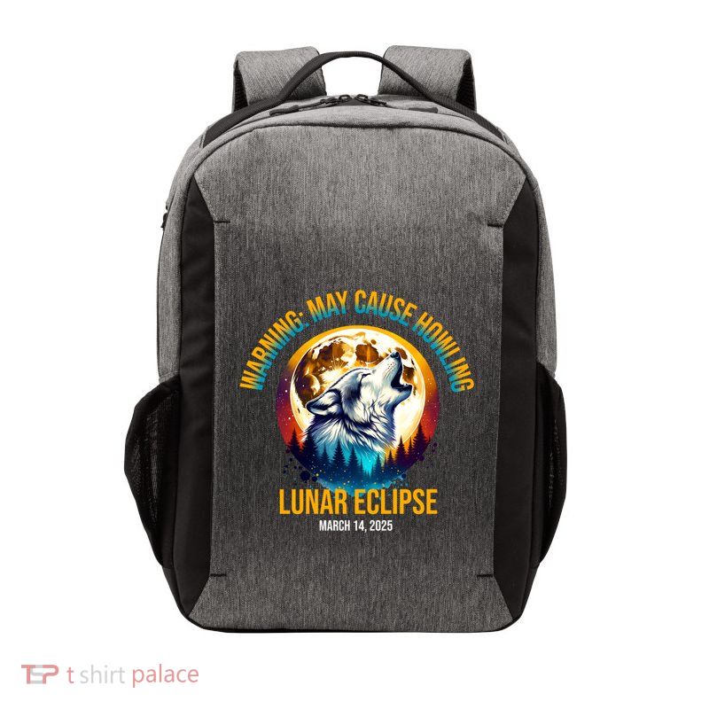 Wolf Howling Lunar Eclipse March 14 2025 Total Lunar Eclipse Gift Vector Backpack