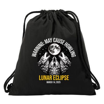 Wolf Howling Lunar Eclipse March 14 2025 Total Lunar Eclipse Gift Drawstring Bag