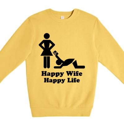 Wife Happy Life Husband Premium Crewneck Sweatshirt