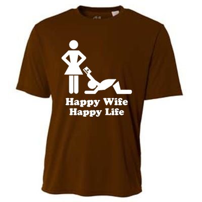 Wife Happy Life Husband Cooling Performance Crew T-Shirt