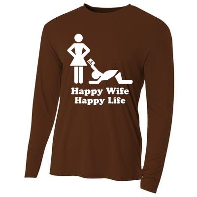 Wife Happy Life Husband Cooling Performance Long Sleeve Crew