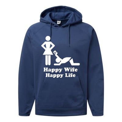 Wife Happy Life Husband Performance Fleece Hoodie