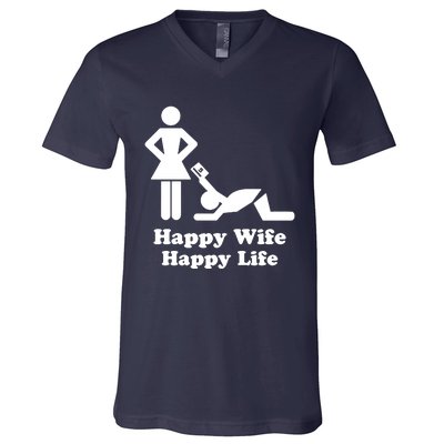 Wife Happy Life Husband V-Neck T-Shirt