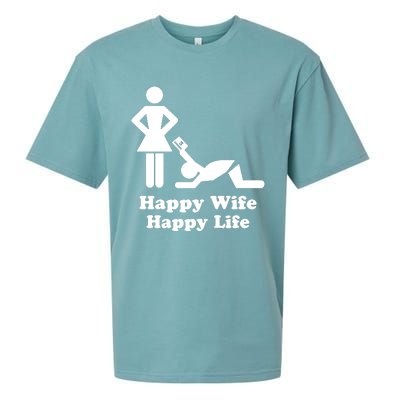 Wife Happy Life Husband Sueded Cloud Jersey T-Shirt