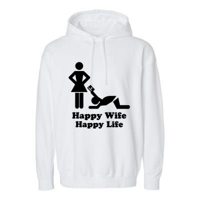 Wife Happy Life Husband Garment-Dyed Fleece Hoodie