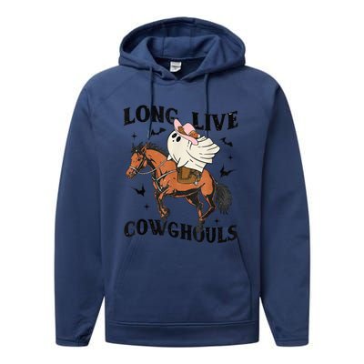 Western Halloween Long Live Cowghouls Cowboy Performance Fleece Hoodie