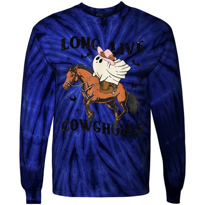 Western Halloween Long Live Cowghouls Cowboy Tie-Dye Long Sleeve Shirt