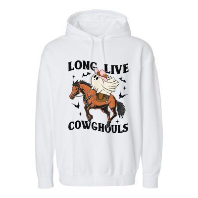 Western Halloween Long Live Cowghouls Cowboy Garment-Dyed Fleece Hoodie