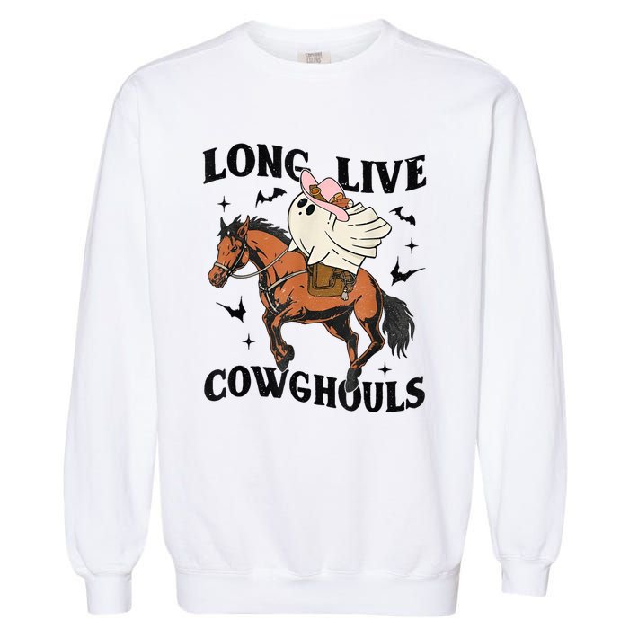 Western Halloween Long Live Cowghouls Cowboy Garment-Dyed Sweatshirt