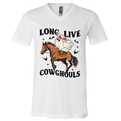 Western Halloween Long Live Cowghouls Cowboy V-Neck T-Shirt