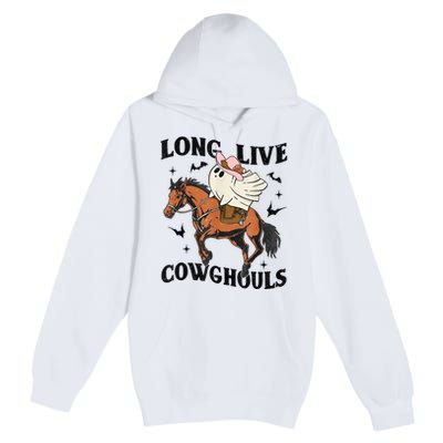 Western Halloween Long Live Cowghouls Cowboy Premium Pullover Hoodie