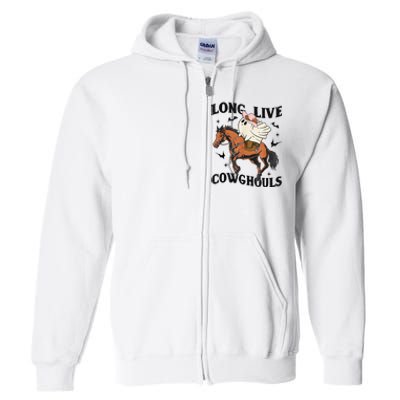 Western Halloween Long Live Cowghouls Cowboy Full Zip Hoodie