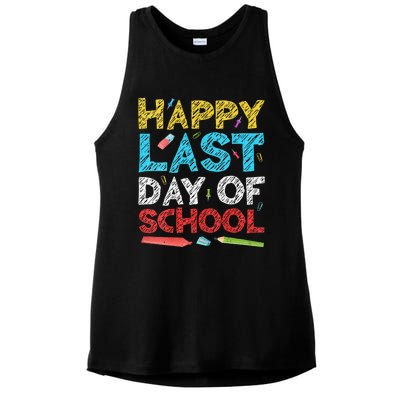 Womens Happy Last Day Of School Students And Teachers Gift Ladies PosiCharge Tri-Blend Wicking Tank