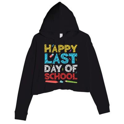 Womens Happy Last Day Of School Students And Teachers Gift Crop Fleece Hoodie