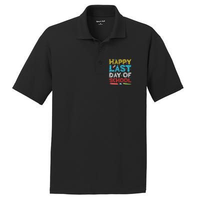 Womens Happy Last Day Of School Students And Teachers Gift PosiCharge RacerMesh Polo