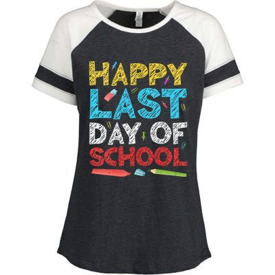 Womens Happy Last Day Of School Students And Teachers Gift Enza Ladies Jersey Colorblock Tee