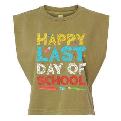 Womens Happy Last Day Of School Students And Teachers Gift Garment-Dyed Women's Muscle Tee