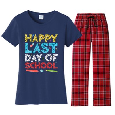 Womens Happy Last Day Of School Students And Teachers Gift Women's Flannel Pajama Set