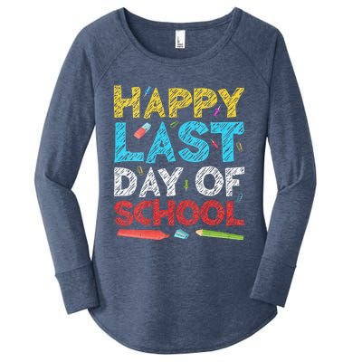 Womens Happy Last Day Of School Students And Teachers Gift Women's Perfect Tri Tunic Long Sleeve Shirt