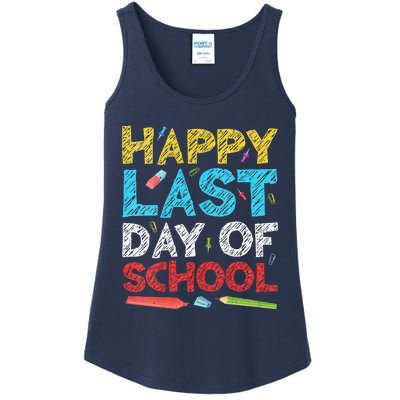 Womens Happy Last Day Of School Students And Teachers Gift Ladies Essential Tank