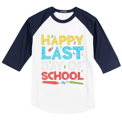 Womens Happy Last Day Of School Students And Teachers Gift Baseball Sleeve Shirt