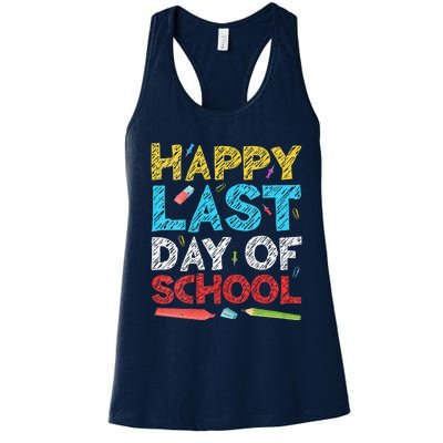 Womens Happy Last Day Of School Students And Teachers Gift Women's Racerback Tank