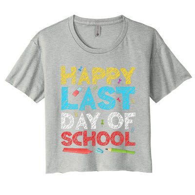 Womens Happy Last Day Of School Students And Teachers Gift Women's Crop Top Tee