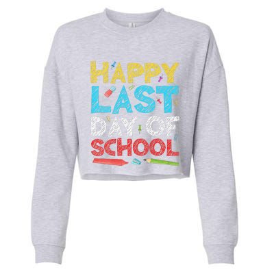 Womens Happy Last Day Of School Students And Teachers Gift Cropped Pullover Crew