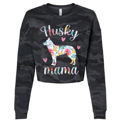 Womens Husky Mom Funny Siberian Husky Mama Dog Lover Owner Cropped Pullover Crew