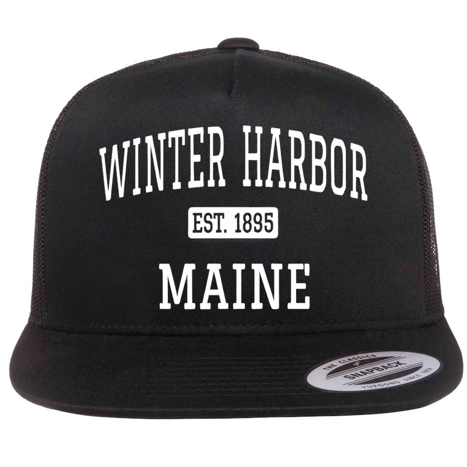 Winter Harbor, Maine Established In 1895 Flat Bill Trucker Hat