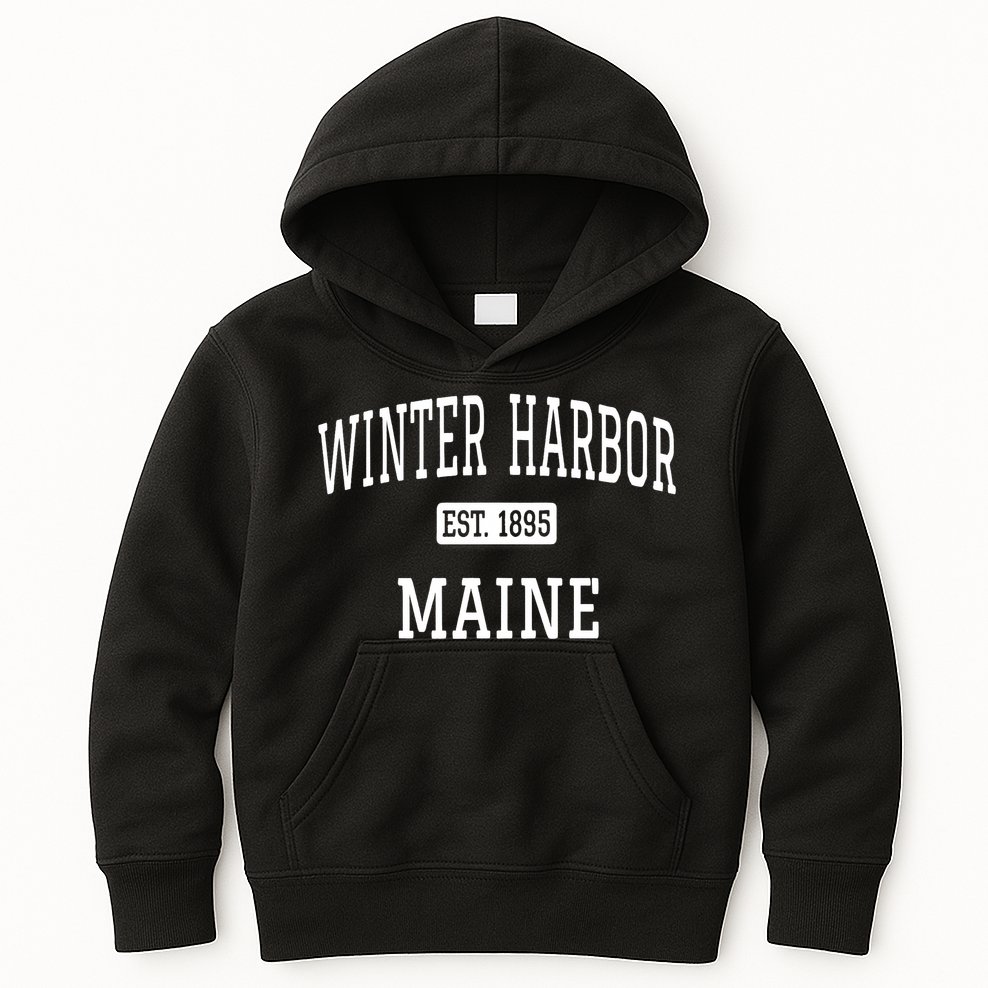 Winter Harbor, Maine Established In 1895 Kids Hoodie