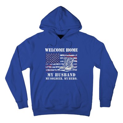 Welcome Home My Husband Military Homecoming Wife Usa Flag Gift Hoodie