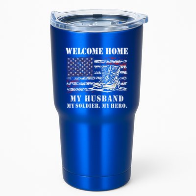 Welcome Home My Husband Military Homecoming Wife Usa Flag Gift Tumbler