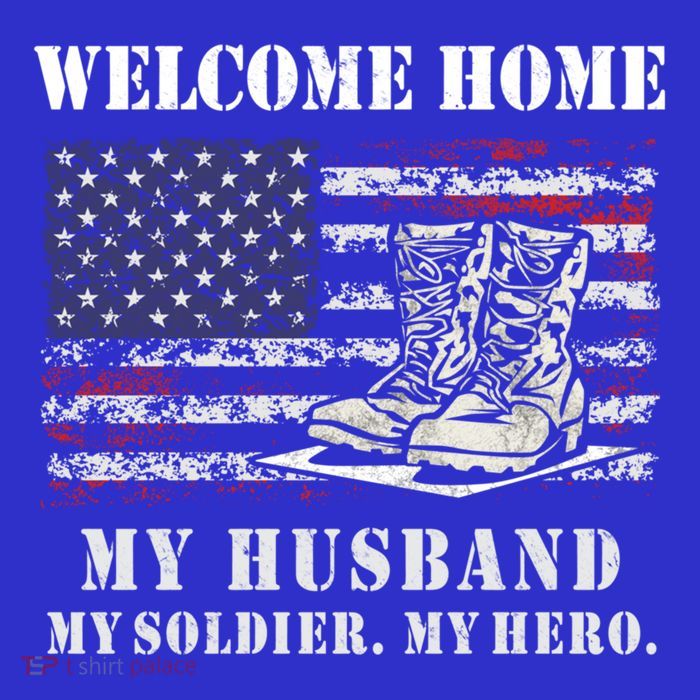 Welcome Home My Husband Military Homecoming Wife Usa Flag Gift Premium T-Shirt
