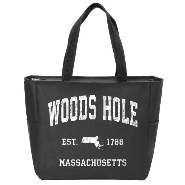 Woods Hole Massachusetts Ma Vintage Athletic Zip Tote Bag