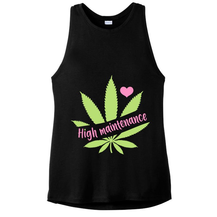 Weed High Maintenance Funny Marijuana Lover Ladies PosiCharge Tri-Blend Wicking Tank