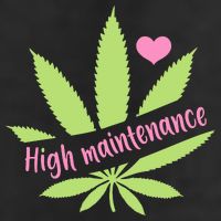 Weed High Maintenance Funny Marijuana Lover 7 Panel Mesh Trucker Snapback Hat