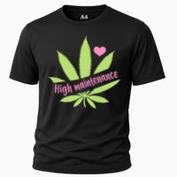 Weed High Maintenance Funny Marijuana Lover Cooling Performance Crew T-Shirt