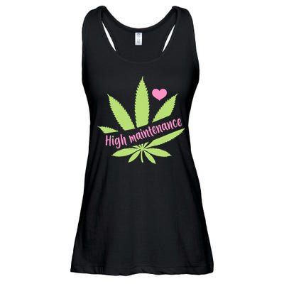 Weed High Maintenance Funny Marijuana Lover Ladies Essential Flowy Tank