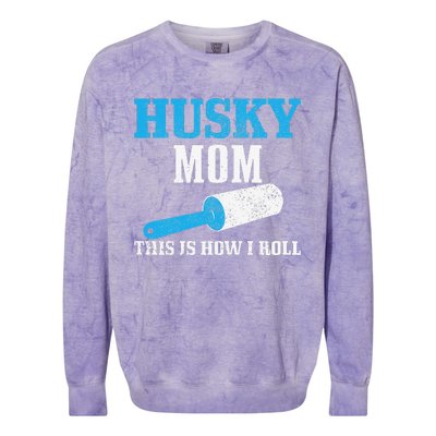 Womens Husky Mom Dog Hair Funny Siberian Husky Mama Colorblast Crewneck Sweatshirt