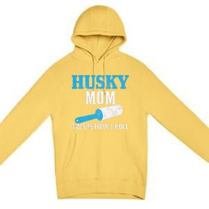 Womens Husky Mom Dog Hair Funny Siberian Husky Mama Premium Pullover Hoodie