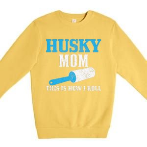 Womens Husky Mom Dog Hair Funny Siberian Husky Mama Premium Crewneck Sweatshirt