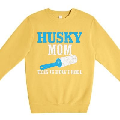 Womens Husky Mom Dog Hair Funny Siberian Husky Mama Premium Crewneck Sweatshirt