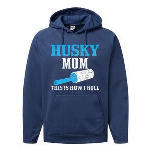 Womens Husky Mom Dog Hair Funny Siberian Husky Mama Performance Fleece Hoodie