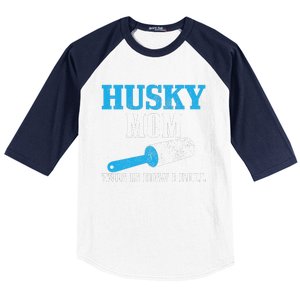 Womens Husky Mom Dog Hair Funny Siberian Husky Mama Baseball Sleeve Shirt